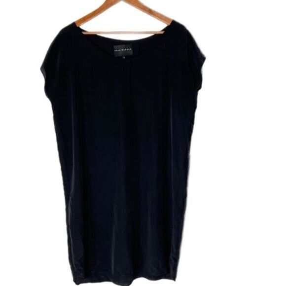 Dona Monroe Black Silk Shift Dress Tunic - Picture 1 of 7